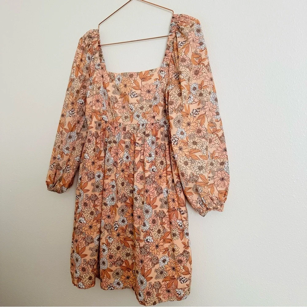 J. Crew Squareneck Cotton Poplin Dress in Zinnia Floral Mini Boho